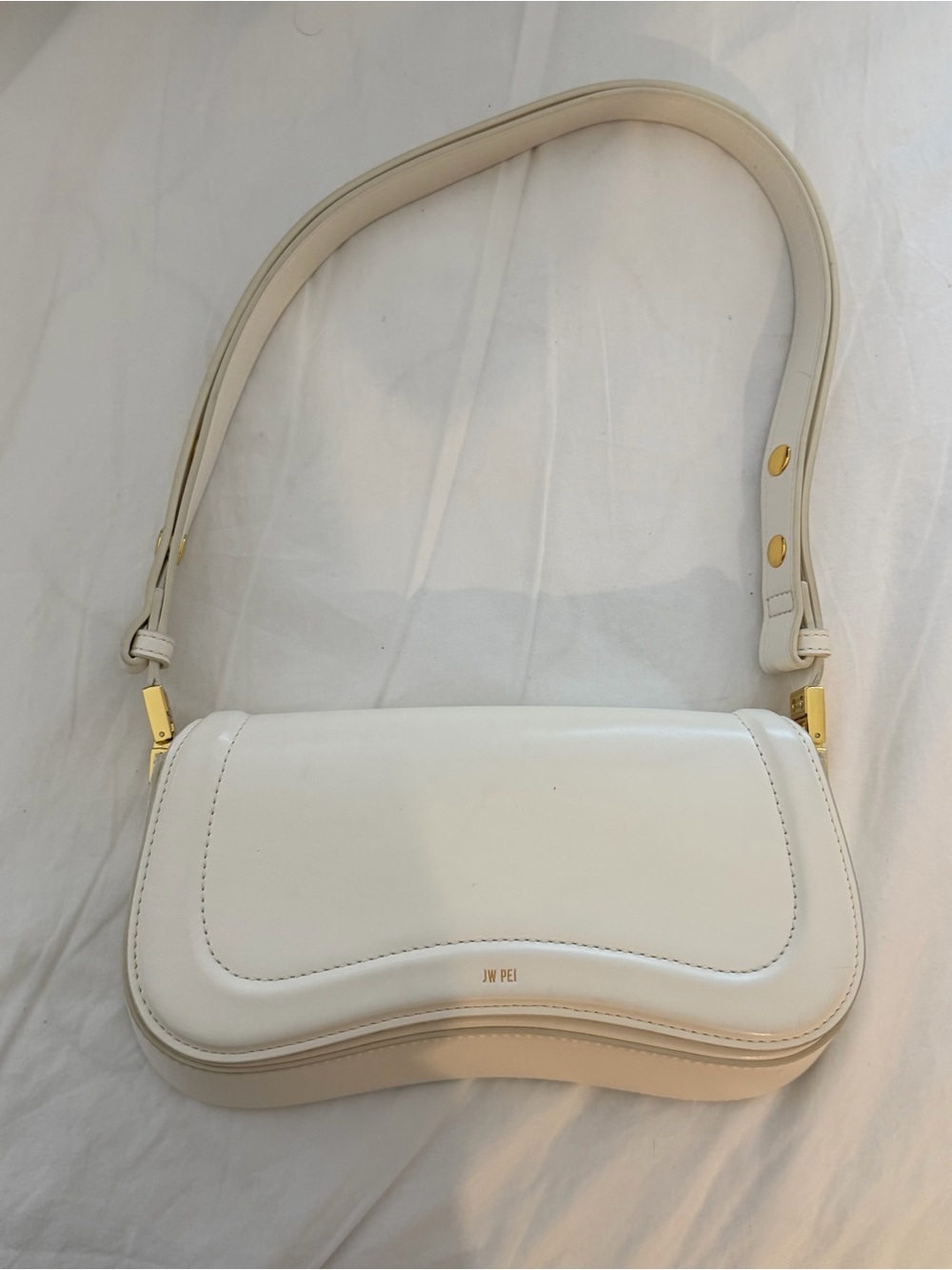 JW PEI Joy Bag - Cream White Curved Shoulder Bag with Gold Hardware